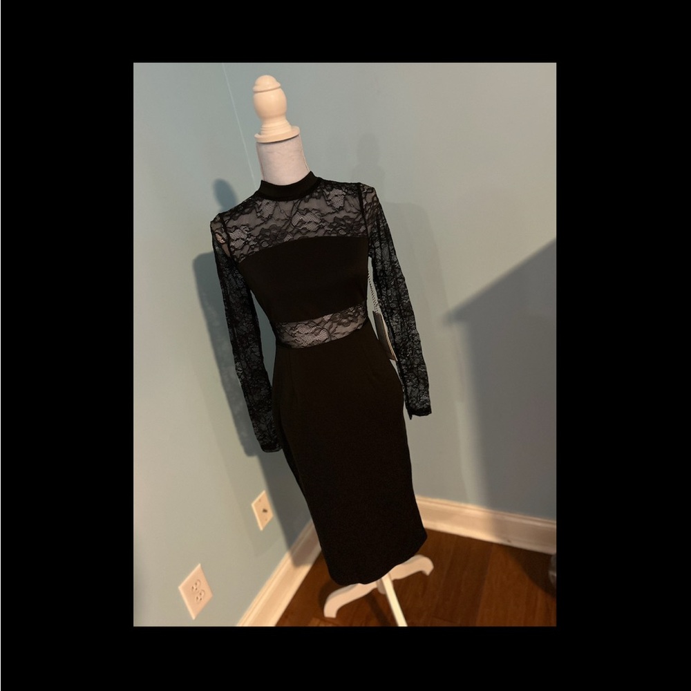 Iris Black Lace Midi Dress